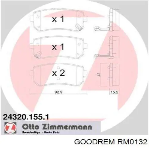 RM0132 Goodrem pastillas de freno traseras