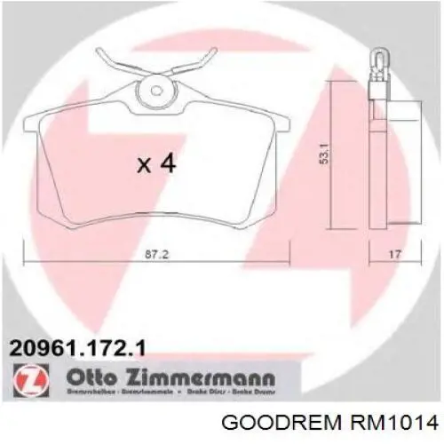 Comprar RM1014 Goodrem Pastillas de freno traseras