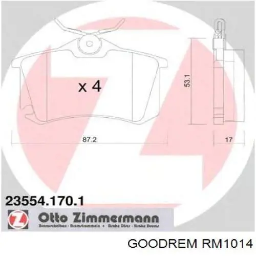 Pastillas de freno traseras RM1014 Goodrem