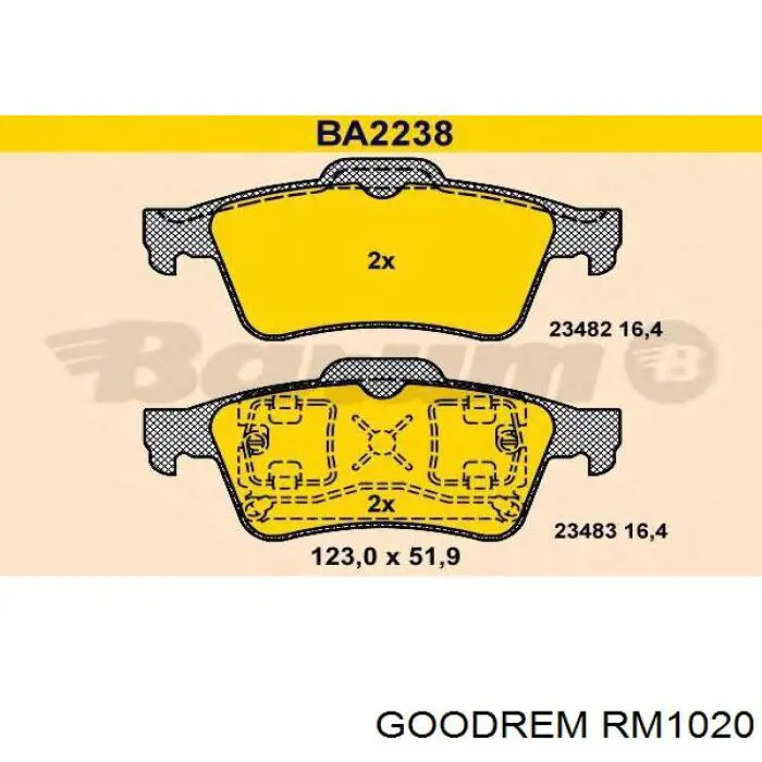 RM1020 Goodrem pastillas de freno traseras
