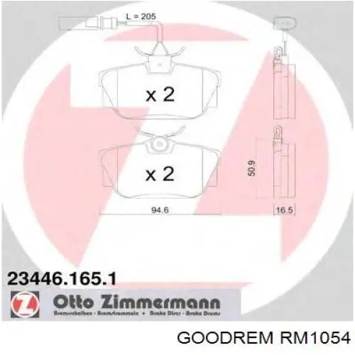 Comprar RM1054 Goodrem Pastillas de freno traseras