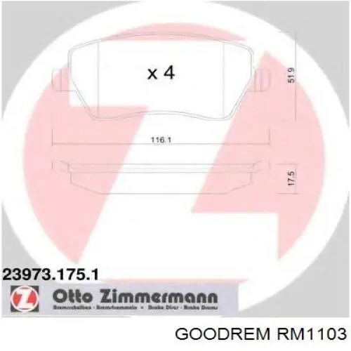 RM1103 Goodrem pastillas de freno delanteras