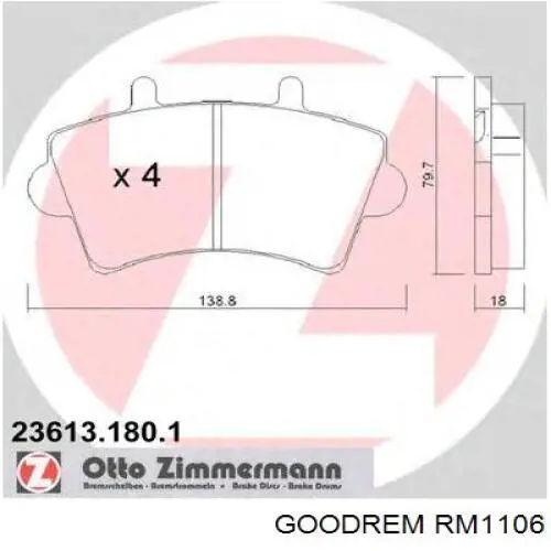 Comprar RM1106 Goodrem Pastillas delanteras de freno