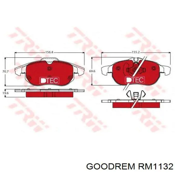 RM1132 Goodrem pastillas de freno delanteras