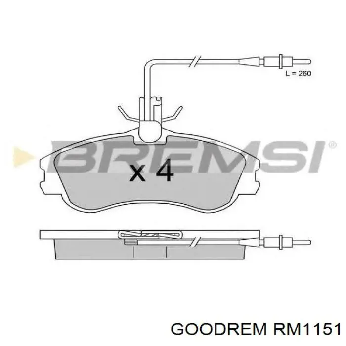 RM1151 Goodrem pastillas de freno delanteras