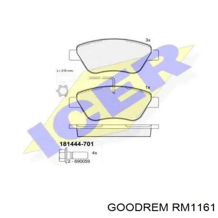 Comprar RM1161 Goodrem Pastillas delanteras de freno