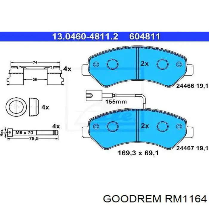 Comprar RM1164 Goodrem Pastillas delanteras de freno
