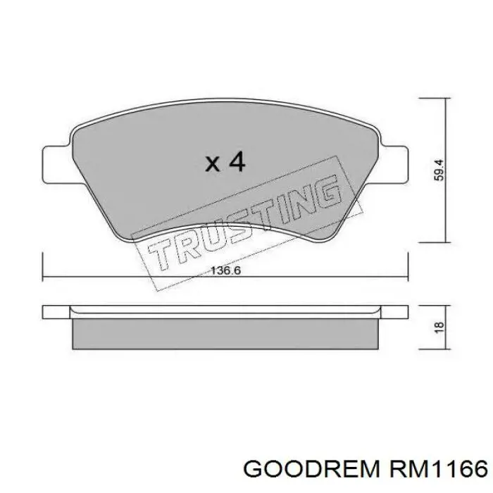 Pastillas freno delanteras Goodrem RM1166 precio, desde 22,73 EUR