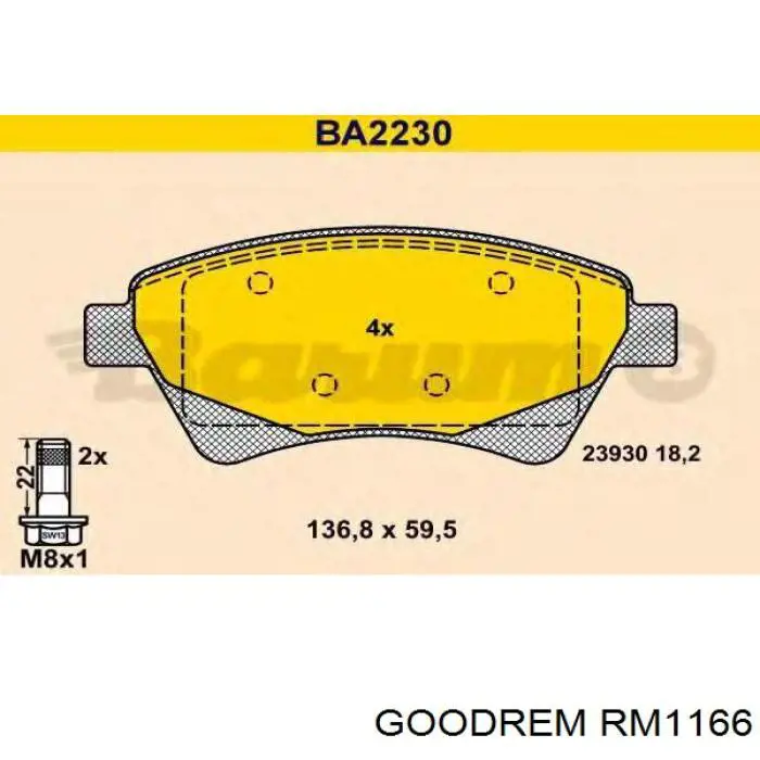 RM1166 Goodrem pastillas de freno delanteras