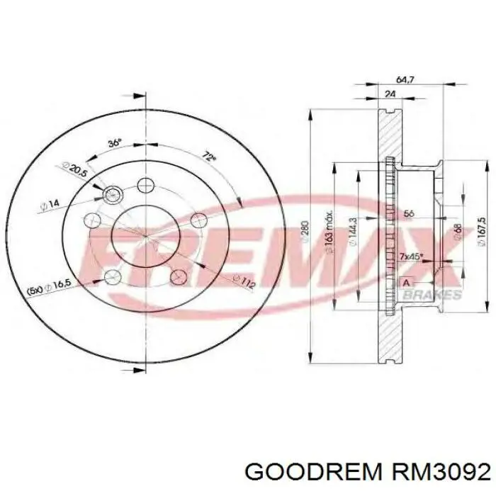 RM3092 Goodrem freno de disco delantero