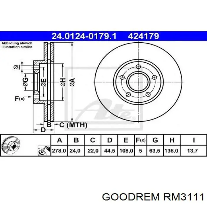 RM3111 Goodrem freno de disco delantero