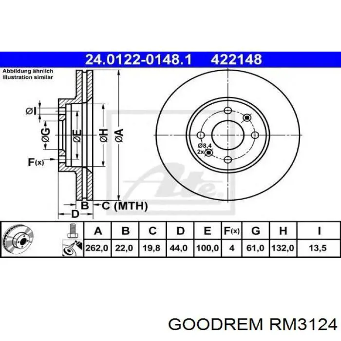 RM3124 Goodrem freno de disco delantero