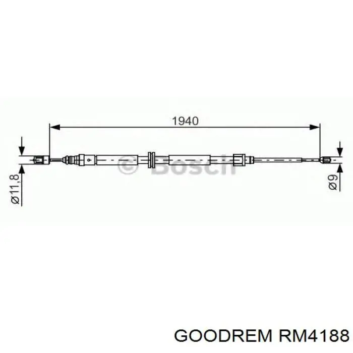 RM4188 Goodrem Cable de freno de mano trasero derecho/izquierdo