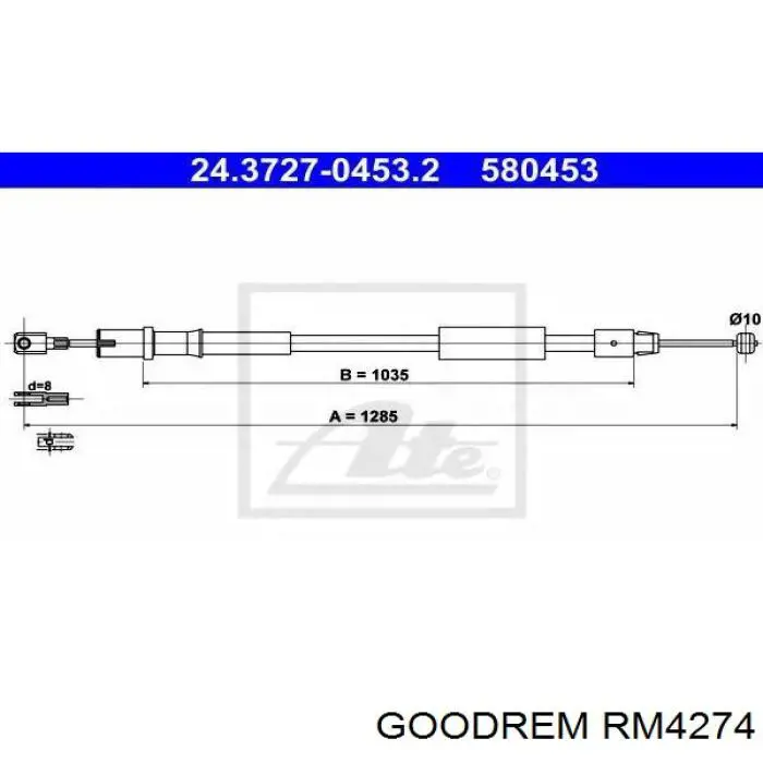 RM4274 Goodrem cable de freno de mano trasero izquierdo