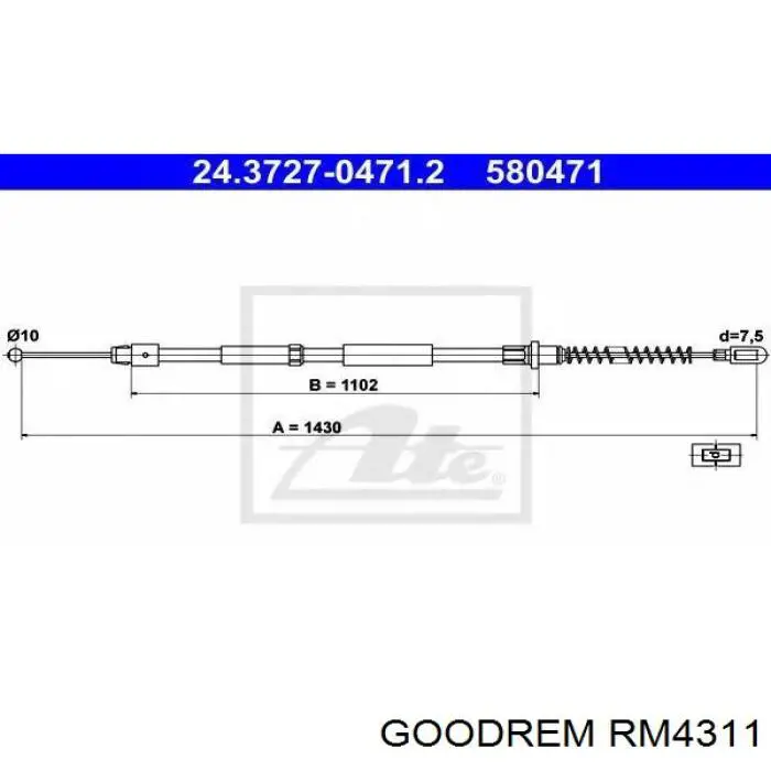 RM4311 Goodrem cable de freno de mano trasero derecho/izquierdo