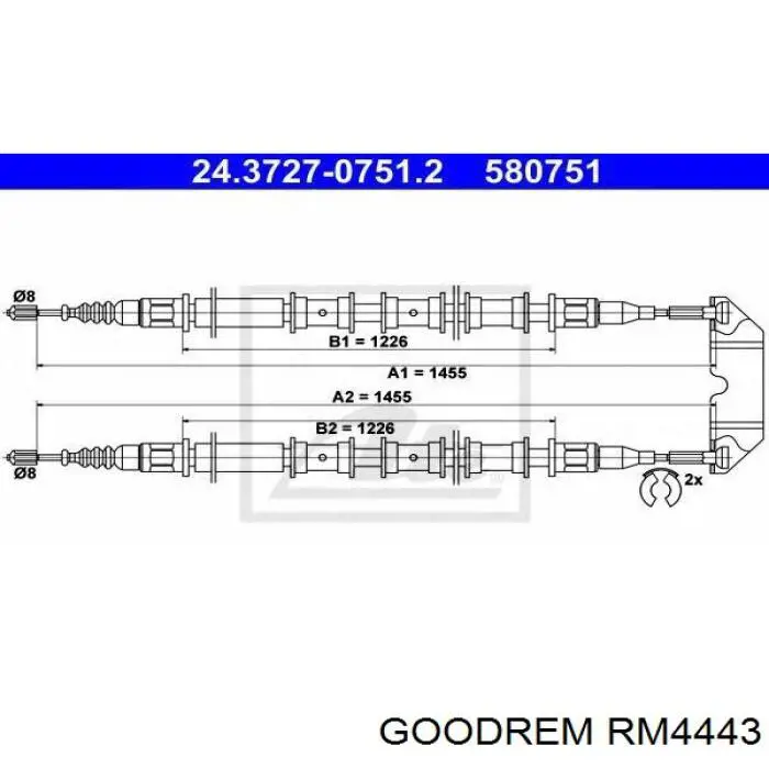 RM4443 Goodrem cable de freno de mano trasero derecho/izquierdo
