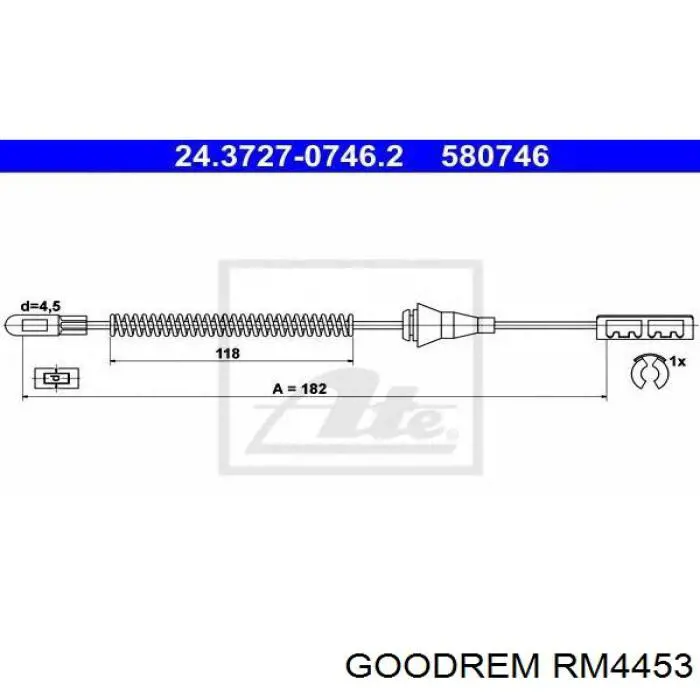 RM4453 Goodrem cable de freno de mano trasero derecho/izquierdo