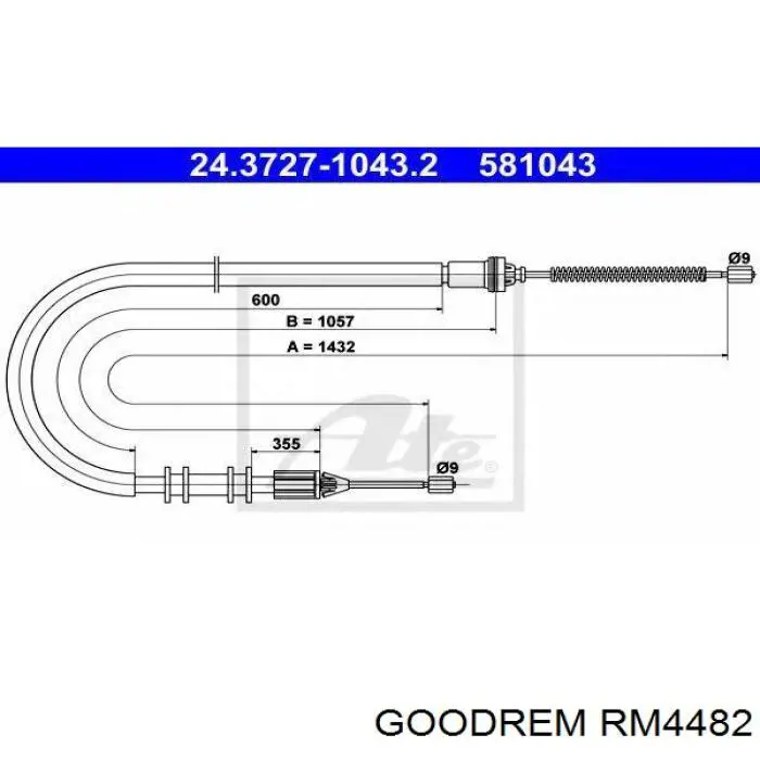 RM4482 Goodrem cable de freno de mano trasero izquierdo