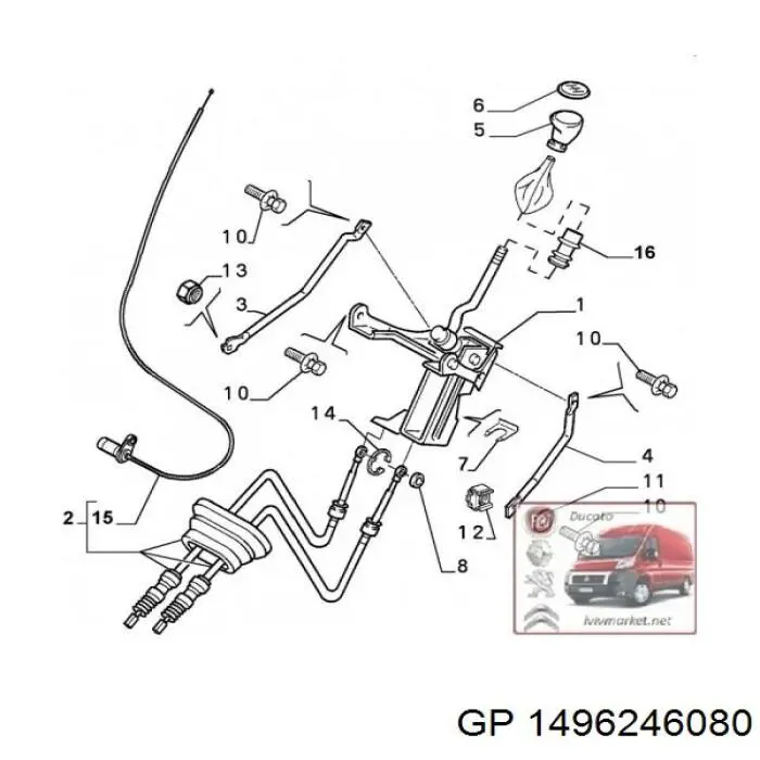 1496246080 GP cables de accionamiento, caja de cambios