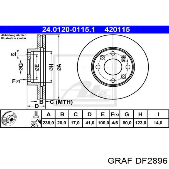 Freno de disco delantero Opel Astra 51, 52, F35, M35