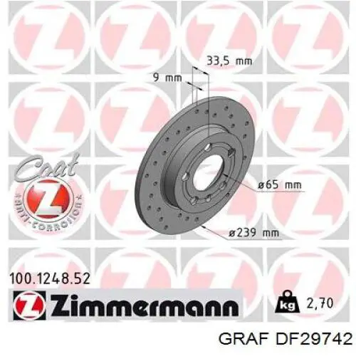 DF29742 Graf disco de freno trasero