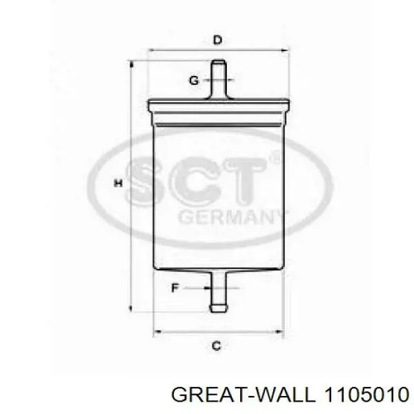 Filtro de combustible 1105010 Great Wall