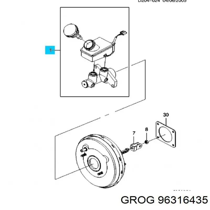 Cilindro principal de freno Chevrolet Spark (Matiz) M200, M250