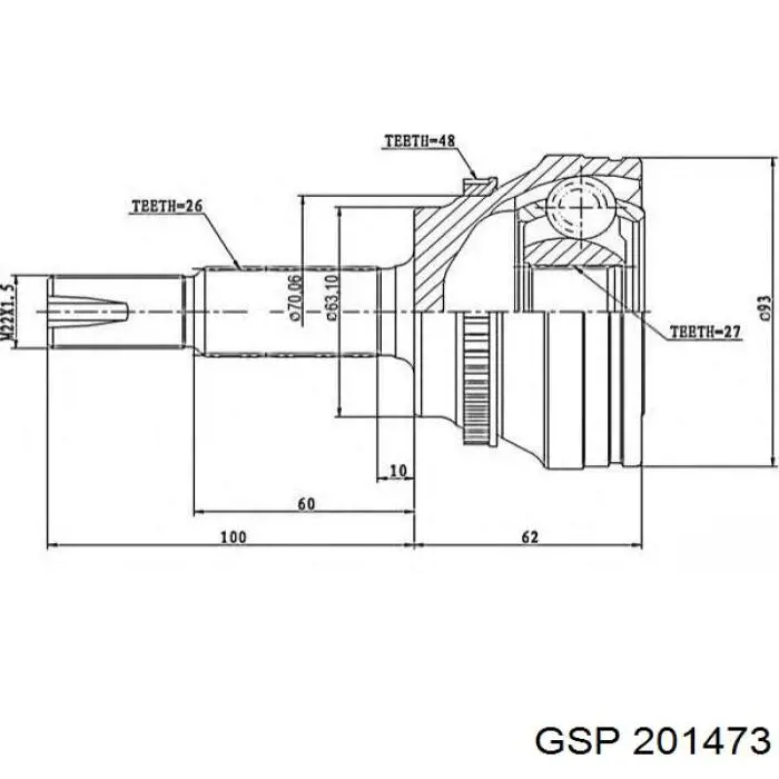 Semieje delantero izquierdo GSP 201473 precio, desde 154,41 EUR