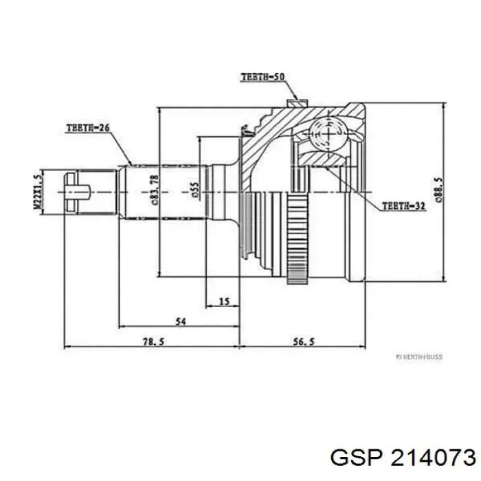 214073 GSP árbol de transmisión trasero derecho