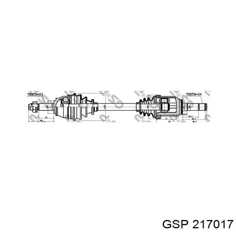 Semieje delantero izquierdo GSP 217017 precio, desde 268,33 EUR