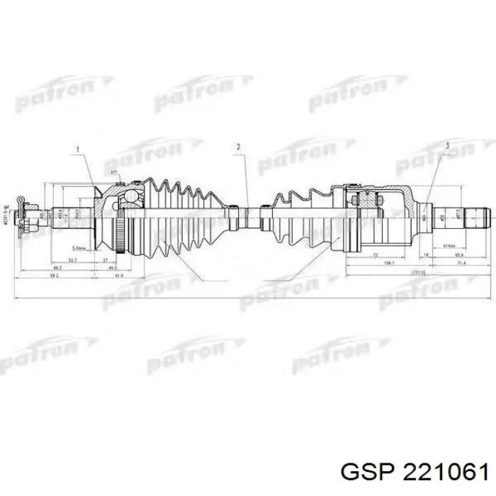 221061 GSP árbol de transmisión delantero derecho