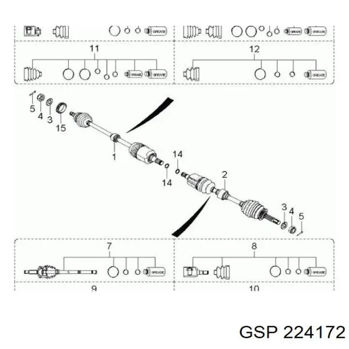Semieje delantero izquierdo GSP 224172 precio, desde 94,38 EUR