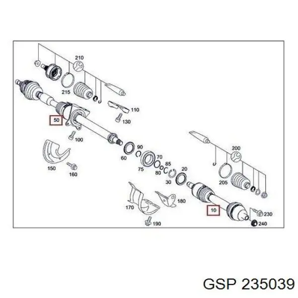 Comprar A1693608272 Mercedes Semieje delantero derecho