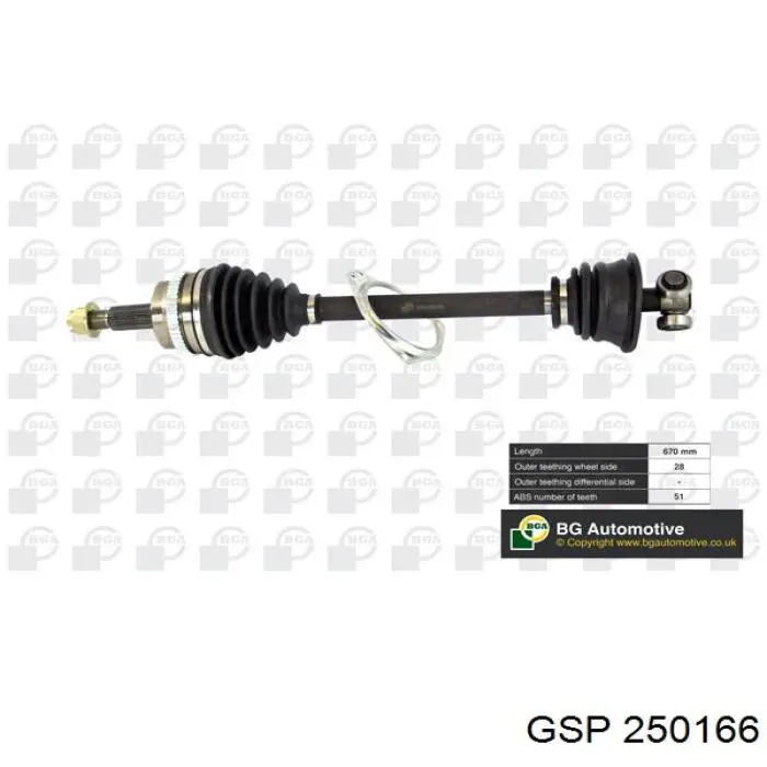 Comprar 250166 GSP Semieje delantero izquierdo