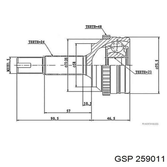 259011 GSP árbol de transmisión delantero derecho