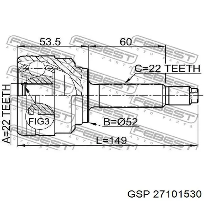 Junta homocinética exterior delantera Chevrolet Aveo 2 T250, T255