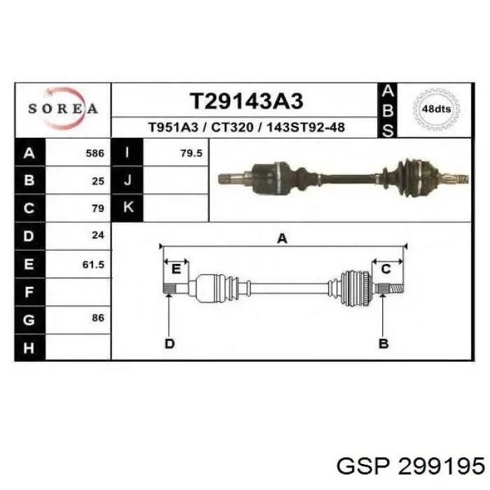 Comprar 299195 GSP Semieje delantero izquierdo