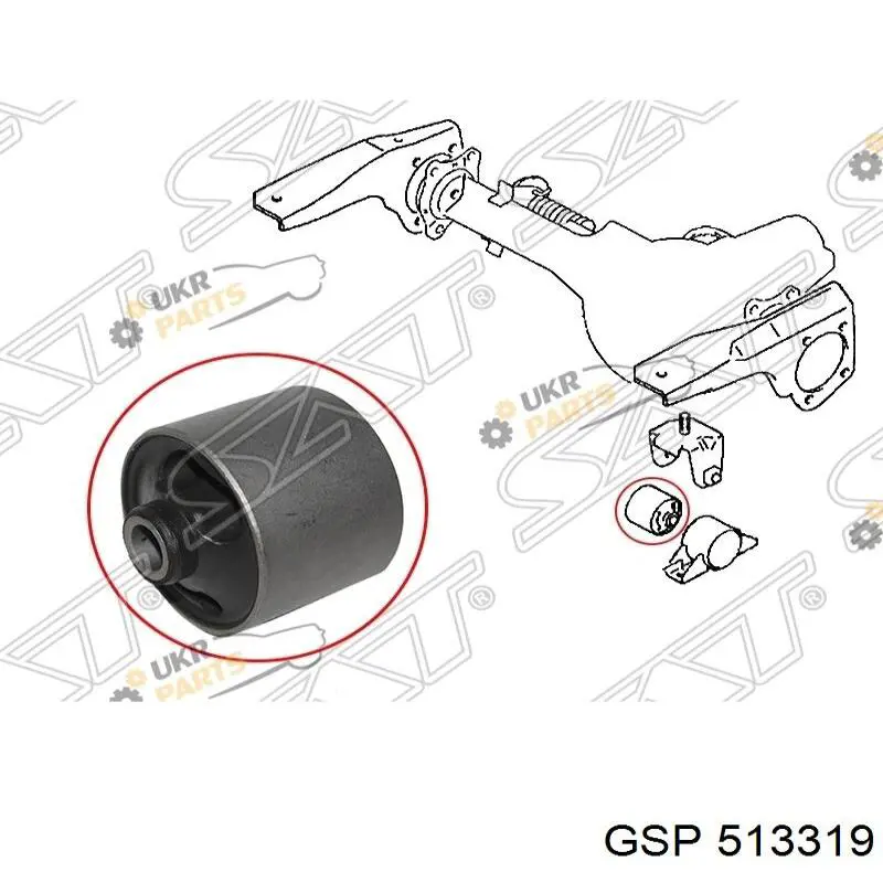 Buje de la traviesa de montaje del diferencial delantero izquierdo GSP 513319 precio, desde 10,84 EUR