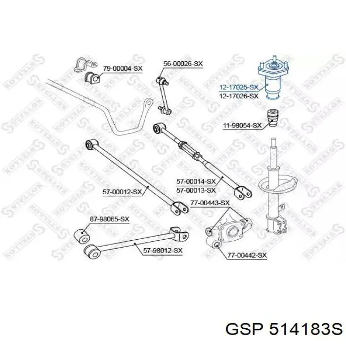 514183S GSP soporte amortiguador trasero izquierdo