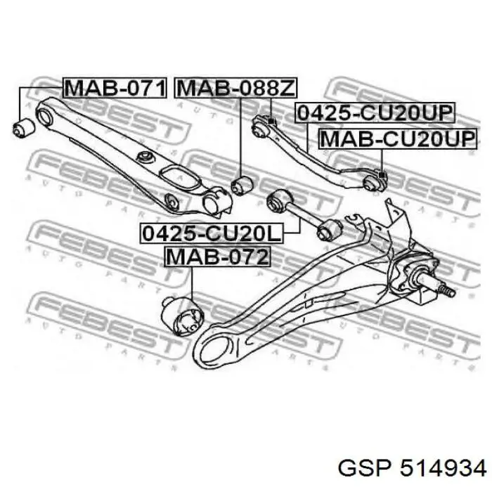 514934 GSP silentblock de brazo de suspensión trasero superior