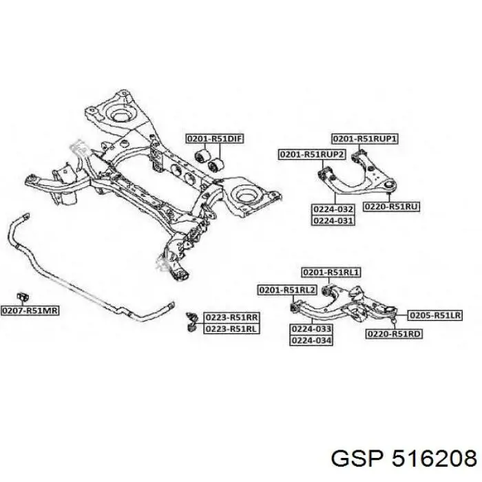 Silentblock de brazo de suspensión trasero superior para Nissan Pathfinder (R51M)