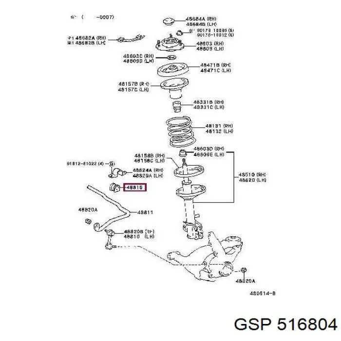 516804 GSP casquillo de barra estabilizadora delantera