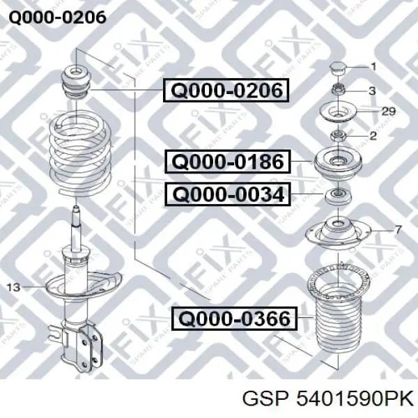 5401590PK GSP tope de amortiguador delantero, suspensión + fuelle