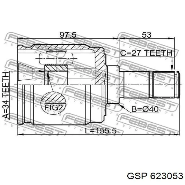 623053 GSP Junta homocinética interna delantera izquierda