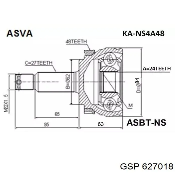 627018 GSP junta homocinética interior delantera izquierda