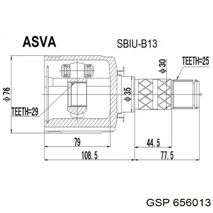 656013 GSP junta homocinética interior delantera