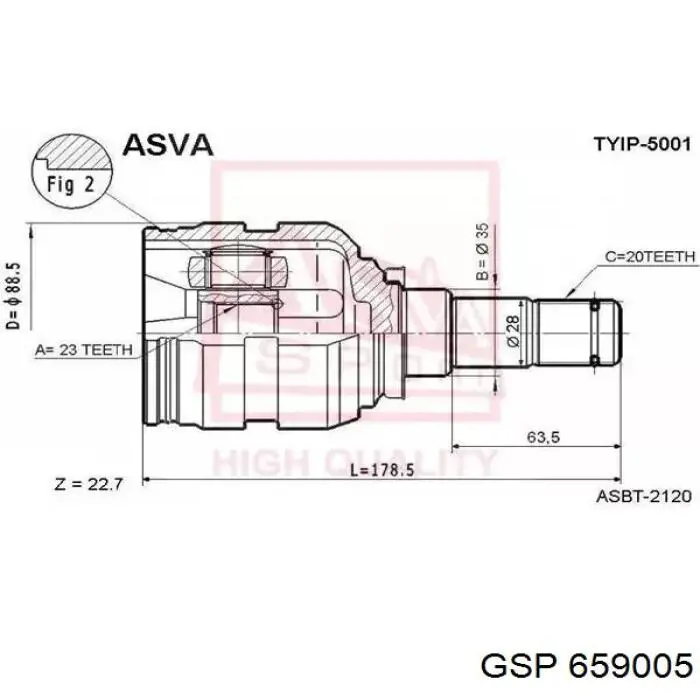 Junta homocinética interna delantera izquierda GSP 659005 precio, desde 52,35 EUR