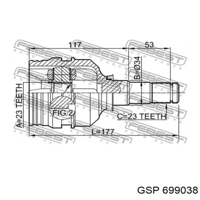 Comprar 699038 GSP Junta homocinética interna delantera