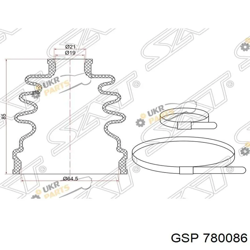 780086 GSP fuelle, árbol de transmisión delantero interior