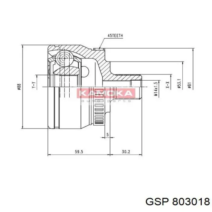 Junta homocinética exterior delantera GSP 803018 precio, desde 78,40 EUR